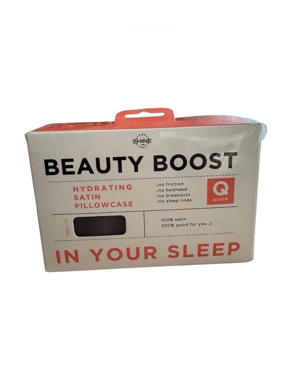 Shine Beauty Boost Black Satin Queen Pillowcase